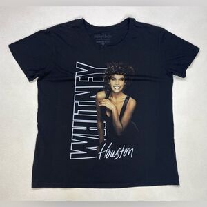 Whitney Houston Graphic T-shirt Women Slim Fit XL Black Short Sleeve Music